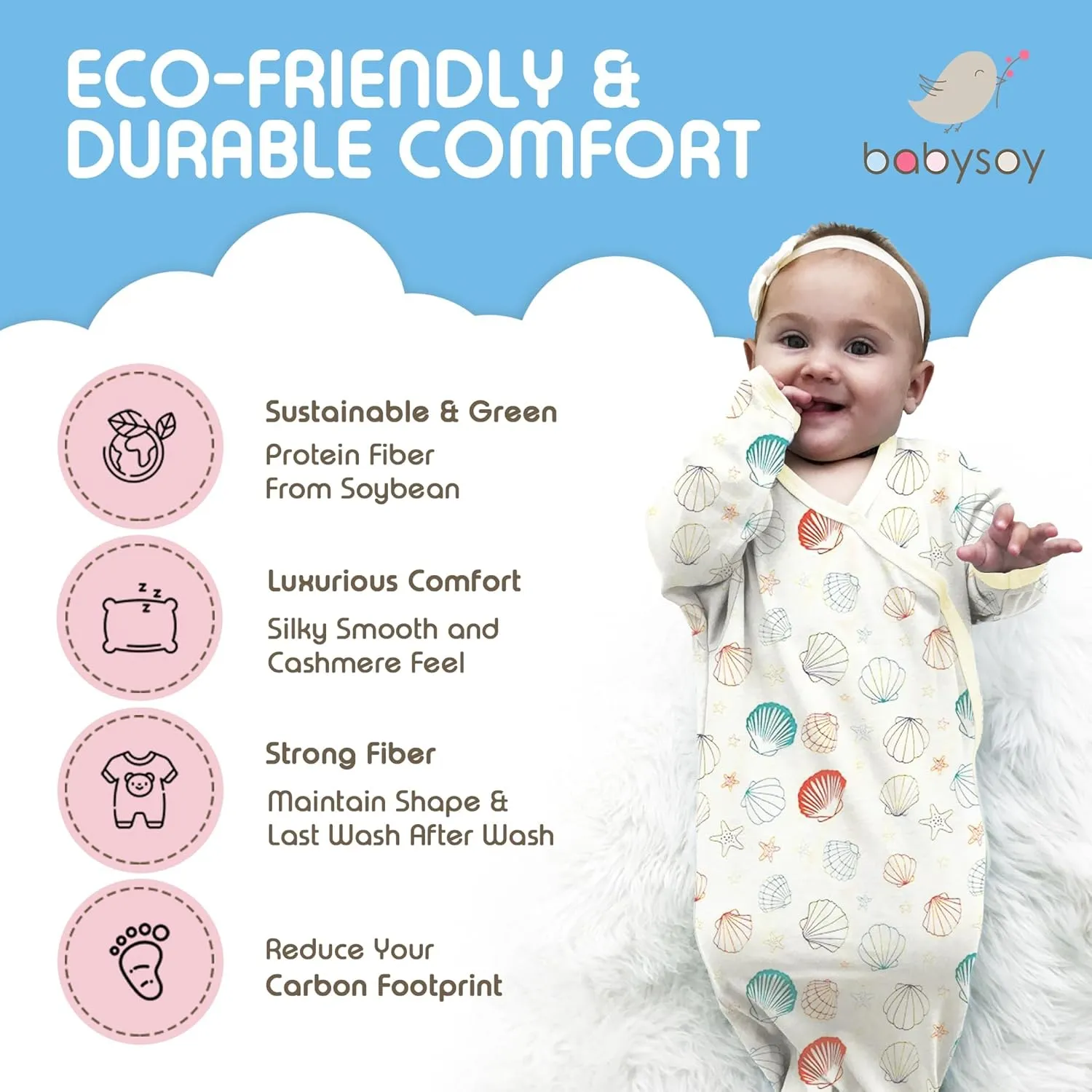 Babysoy Newborn Baby Short Sleeve Kimono Warp Around Onesie Bodysuit