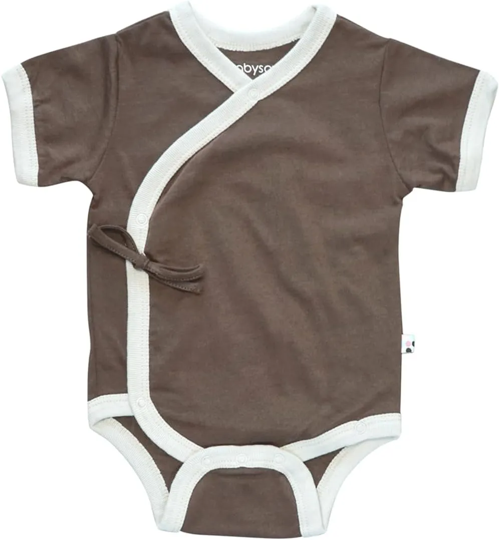 Babysoy Newborn Baby Short Sleeve Kimono Warp Around Onesie Bodysuit
