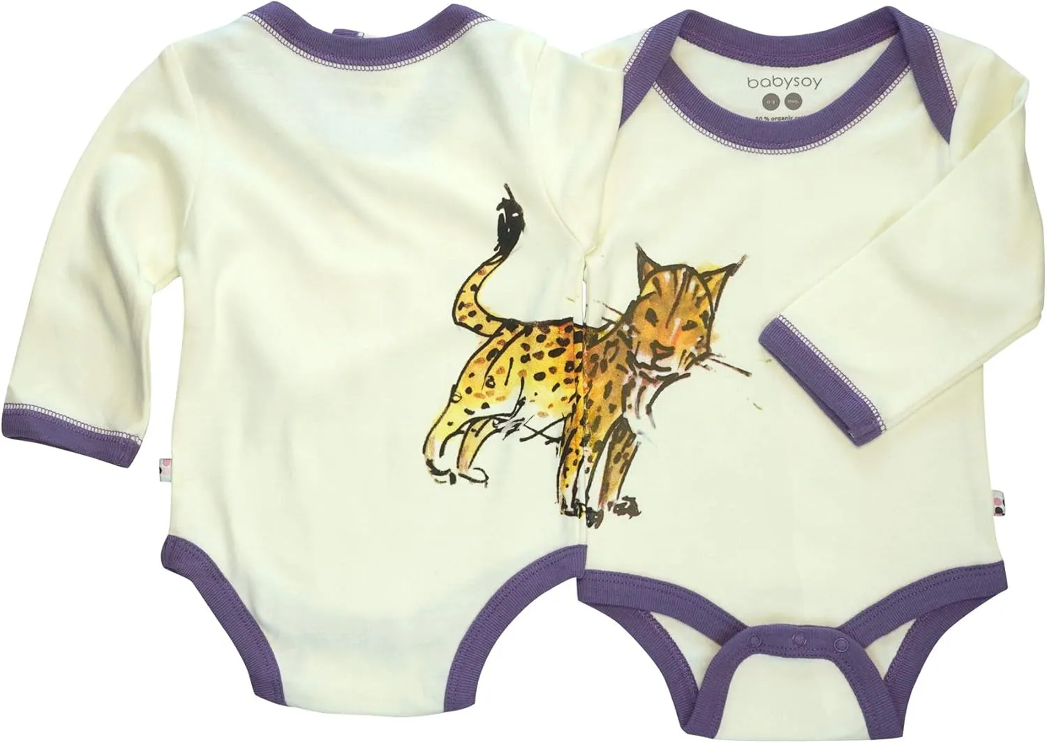 Babysoy Newborn Organic Long Sleeve Animal Print Bodysuit Onesie Romper