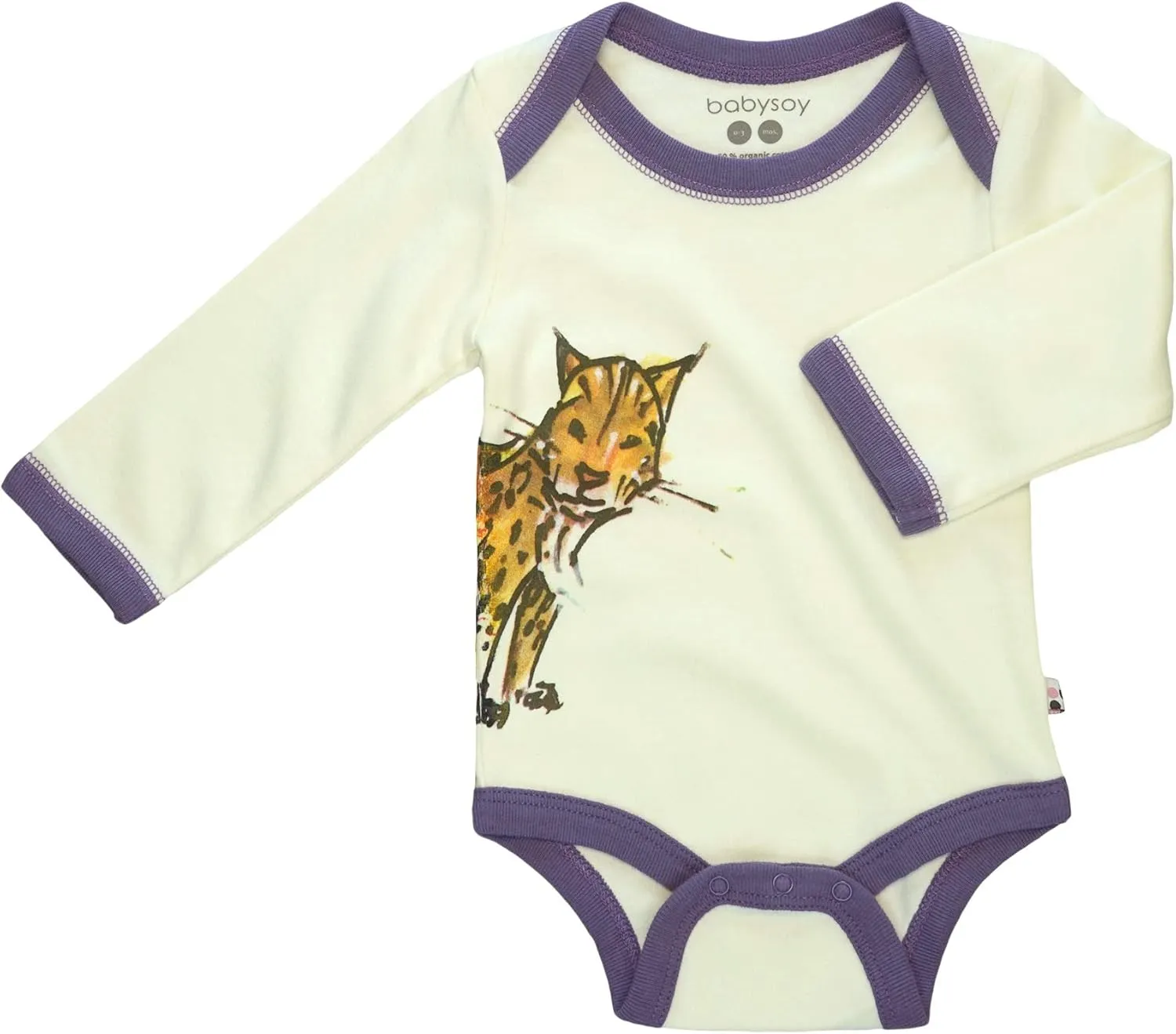 Babysoy Newborn Organic Long Sleeve Animal Print Bodysuit Onesie Romper
