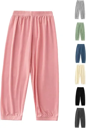 Baggy Sweatpants for Boys Girls Harem Pants Elastic Waist Joggers Kids Cotton Wide Leg 𝐋ounge Pants Summer Clothes