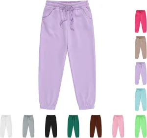 Baggy Sweatpants for Teens Boys Girls Cotton Elastic Waist Joggers Kids Cute Active Jogger Pants Solid Athletic Pants