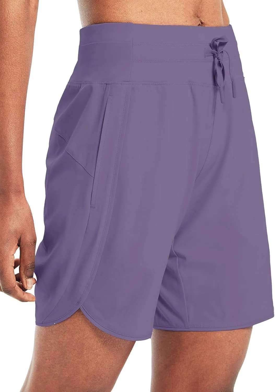 baleaf Women's 7" Athletic Long Running Shorts Workout Gym Quick Dry Hiking Shorts High Waisted Zipper Pocket