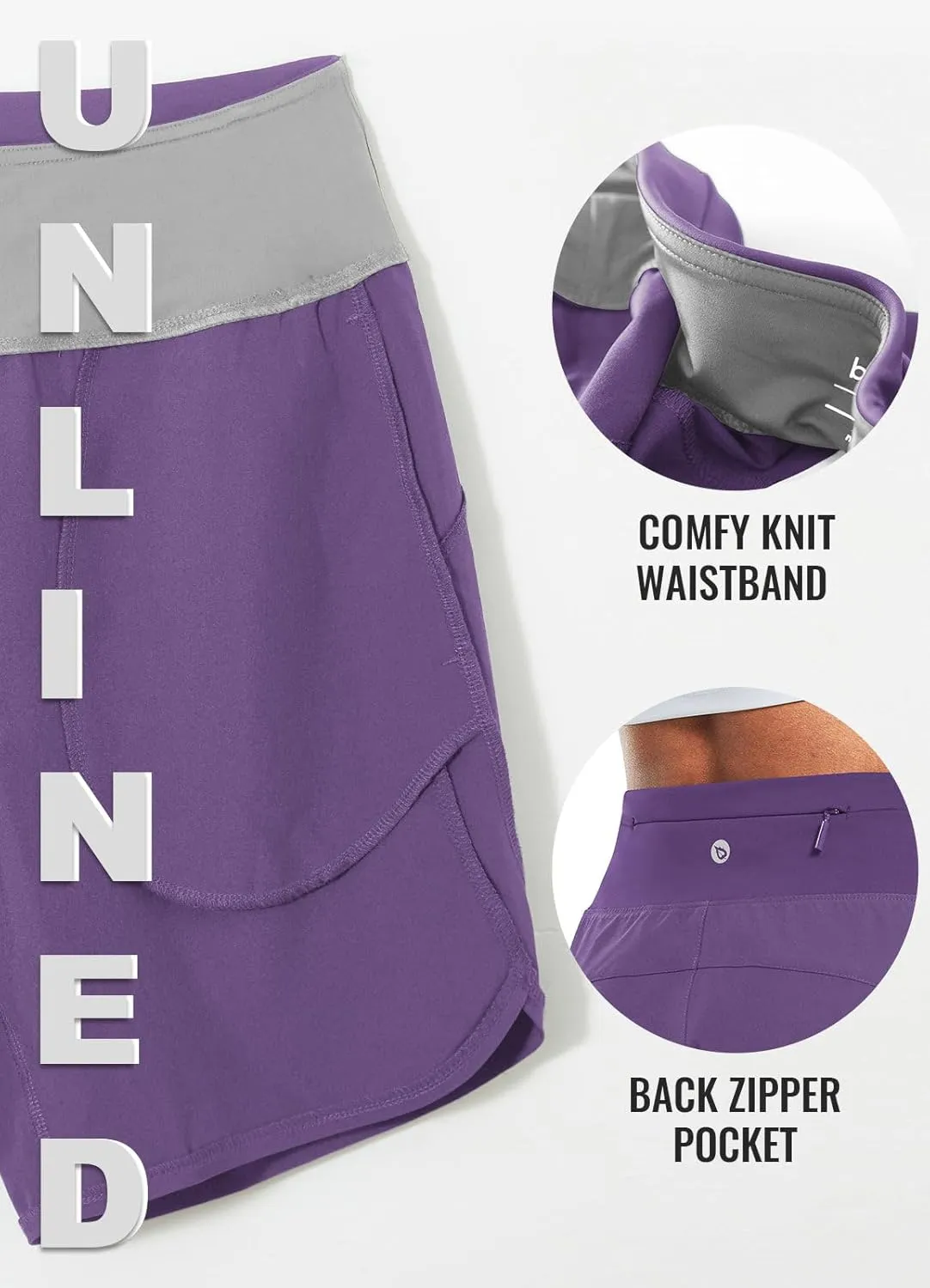 baleaf Women's 7" Athletic Long Running Shorts Workout Gym Quick Dry Hiking Shorts High Waisted Zipper Pocket