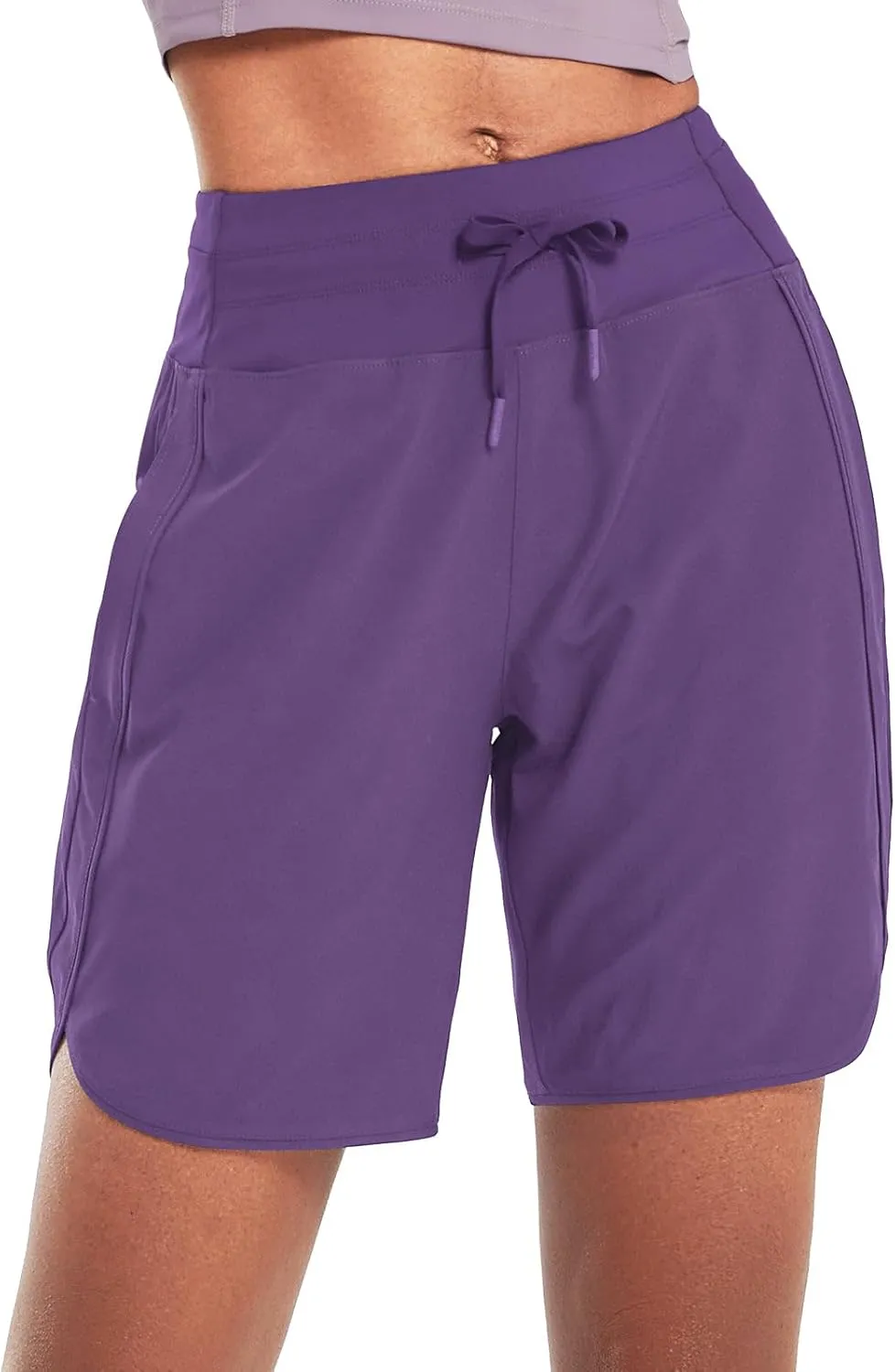baleaf Women's 7" Athletic Long Running Shorts Workout Gym Quick Dry Hiking Shorts High Waisted Zipper Pocket