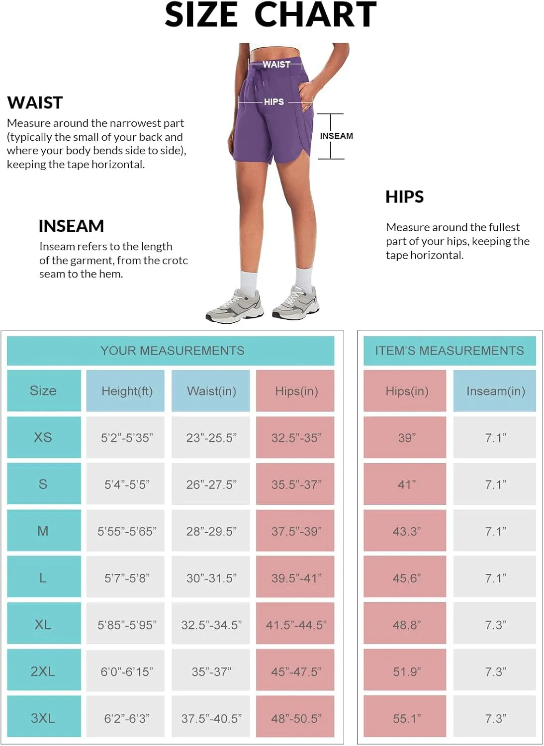 baleaf Women's 7" Athletic Long Running Shorts Workout Gym Quick Dry Hiking Shorts High Waisted Zipper Pocket