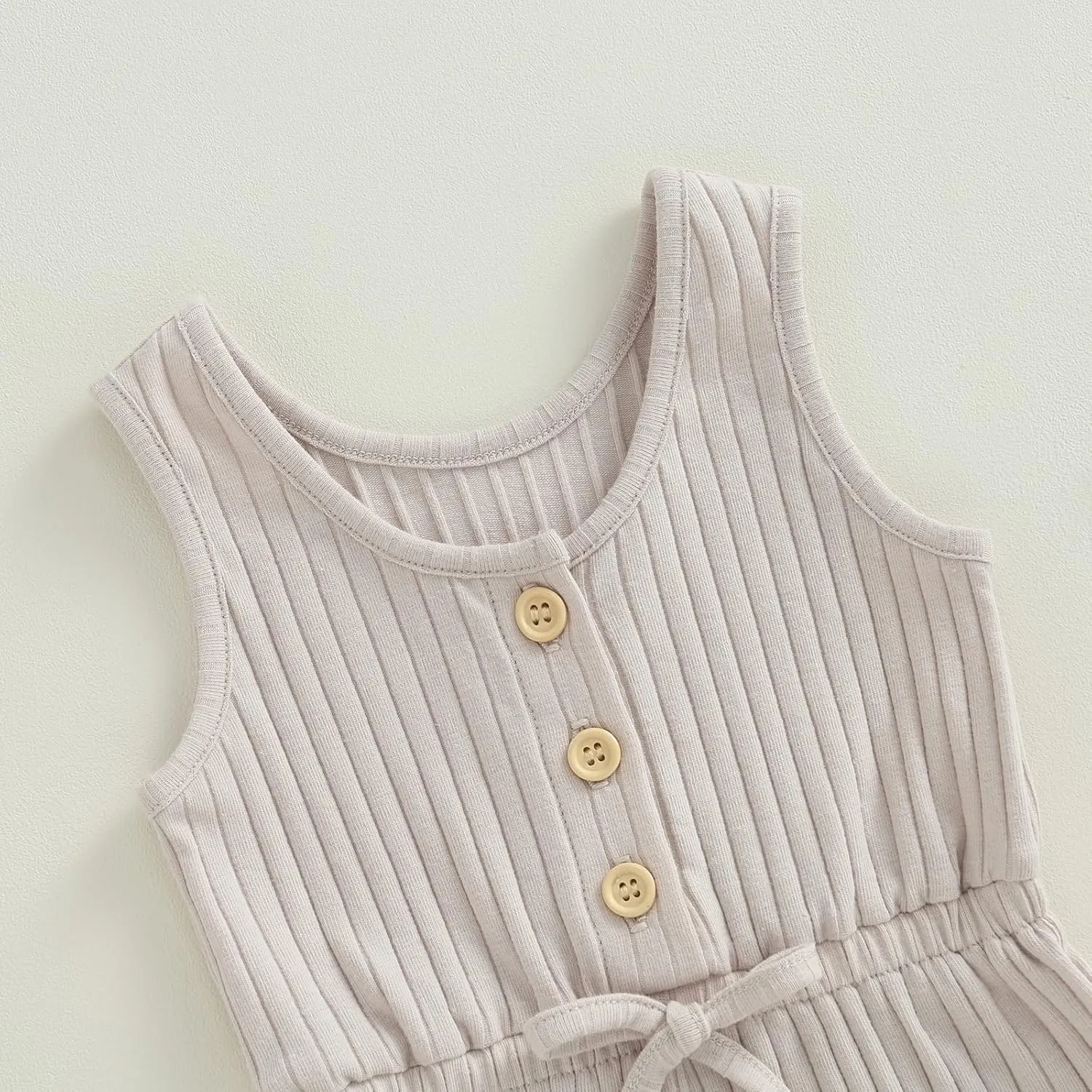 BeQeuewll Baby Girl Summer Clothes Sleeveless Knit Romper Halter Jumpsuit Overall Shorts Toddler Girls Clothing