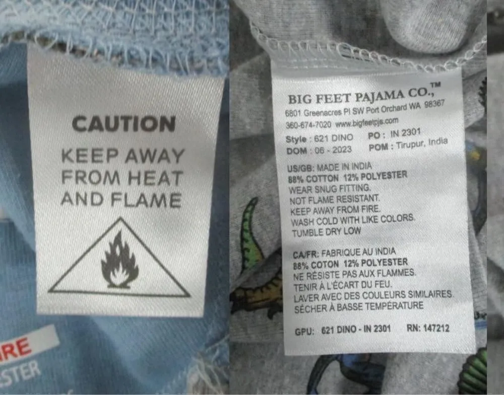 BIG FEET PAJAMA CO. One Piece Onesie Union Suit Boys & Girls Kids Pajamas Sign on Rear