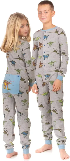 BIG FEET PAJAMA CO. One Piece Onesie Union Suit Boys & Girls Kids Pajamas Sign on Rear