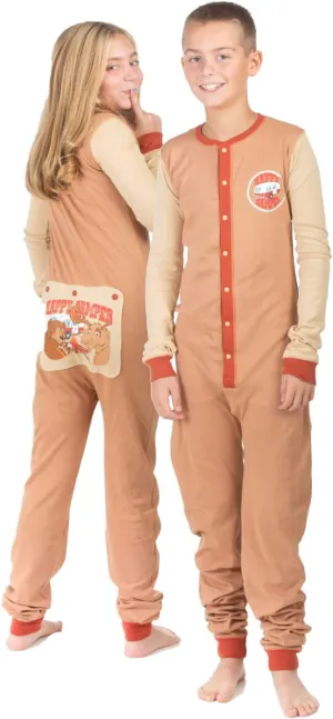 BIG FEET PAJAMA CO. One Piece Onesie Union Suit Boys & Girls Kids Pajamas Sign on Rear