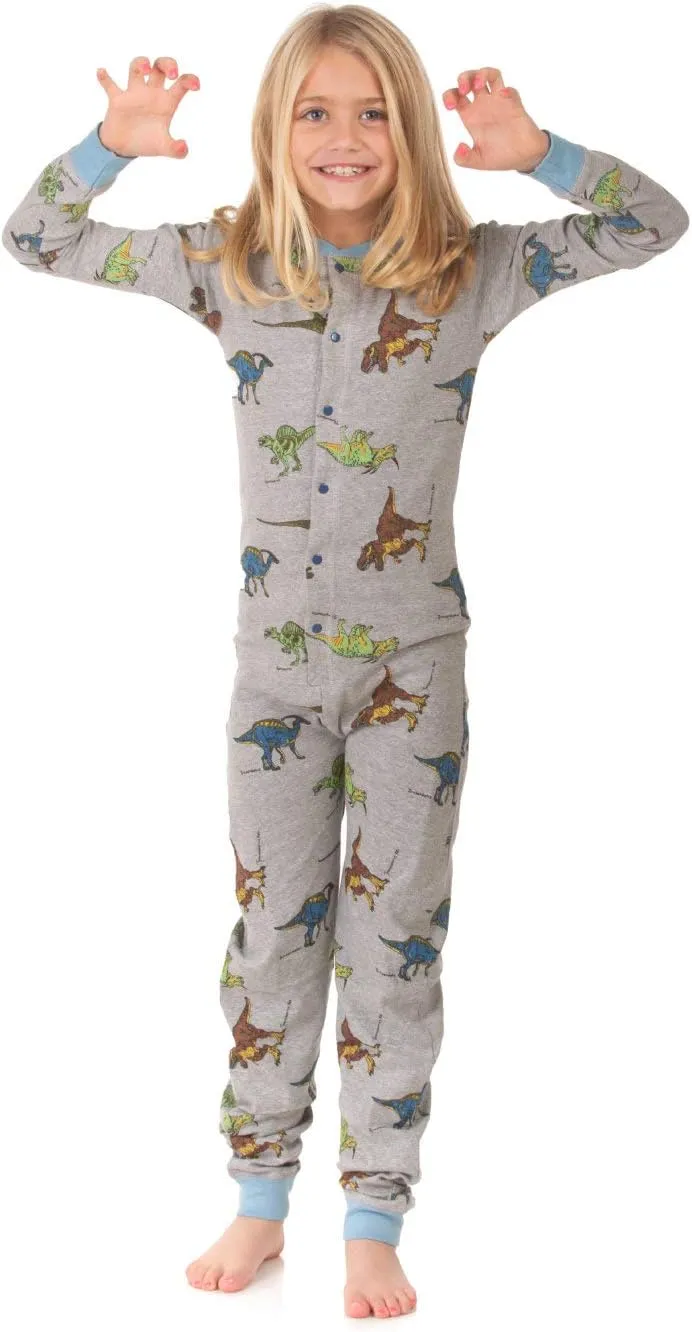 BIG FEET PAJAMA CO. One Piece Onesie Union Suit Boys & Girls Kids Pajamas Sign on Rear