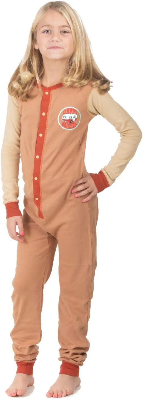 BIG FEET PAJAMA CO. One Piece Onesie Union Suit Boys & Girls Kids Pajamas Sign on Rear