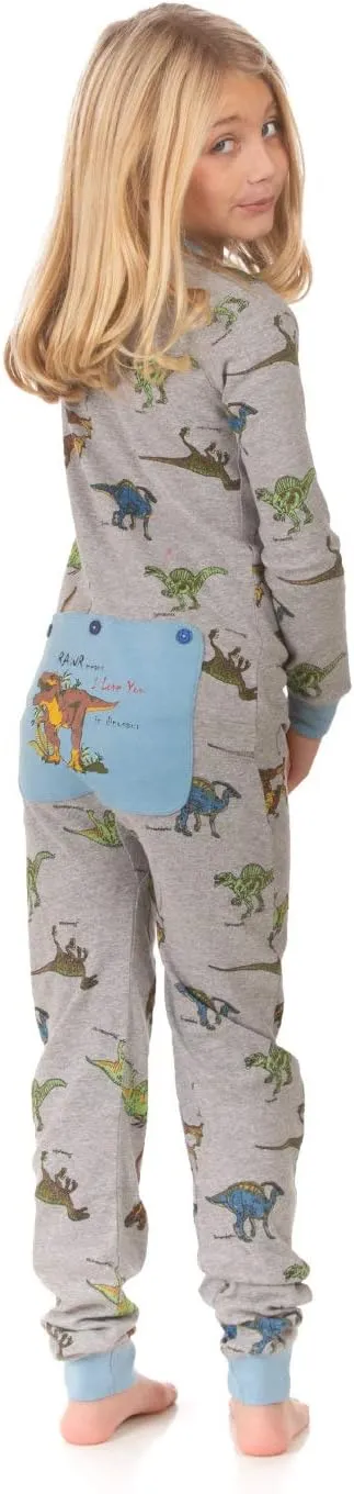 BIG FEET PAJAMA CO. One Piece Onesie Union Suit Boys & Girls Kids Pajamas Sign on Rear