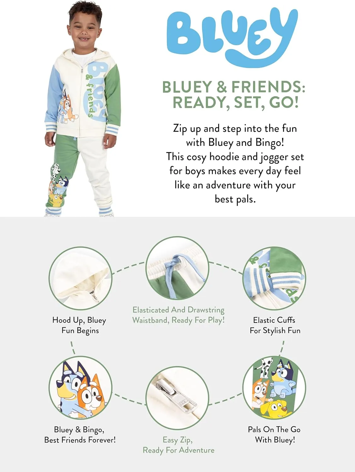 Bluey Sweatsuit | Boys Sweatsuit | Boys Sweatpant Set | Kids Jogger Set | Sizes 2T To 8