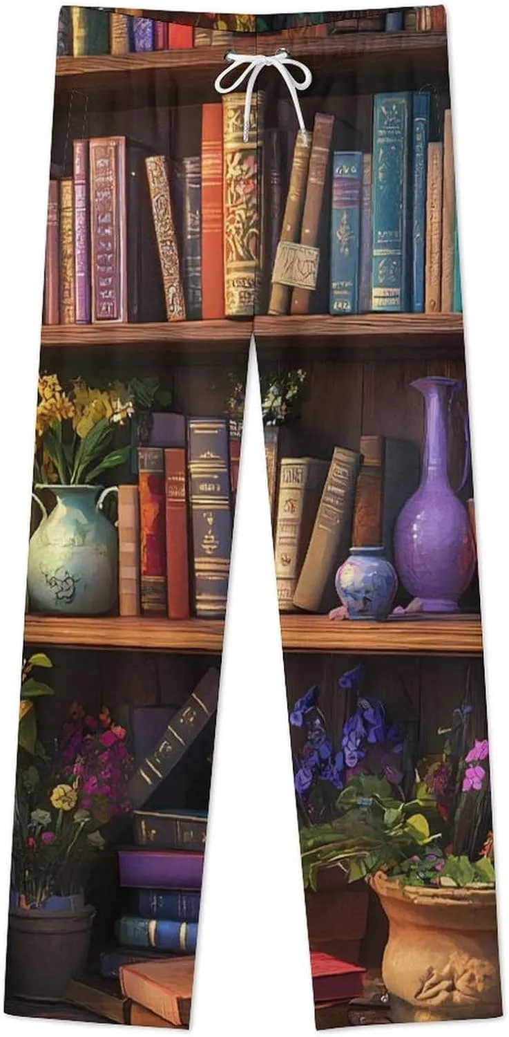 Bookshelf Plant Women's Pajama Pants Fleece Warm Pj Bottoms Sleepwear Lounge Pants Loungewear