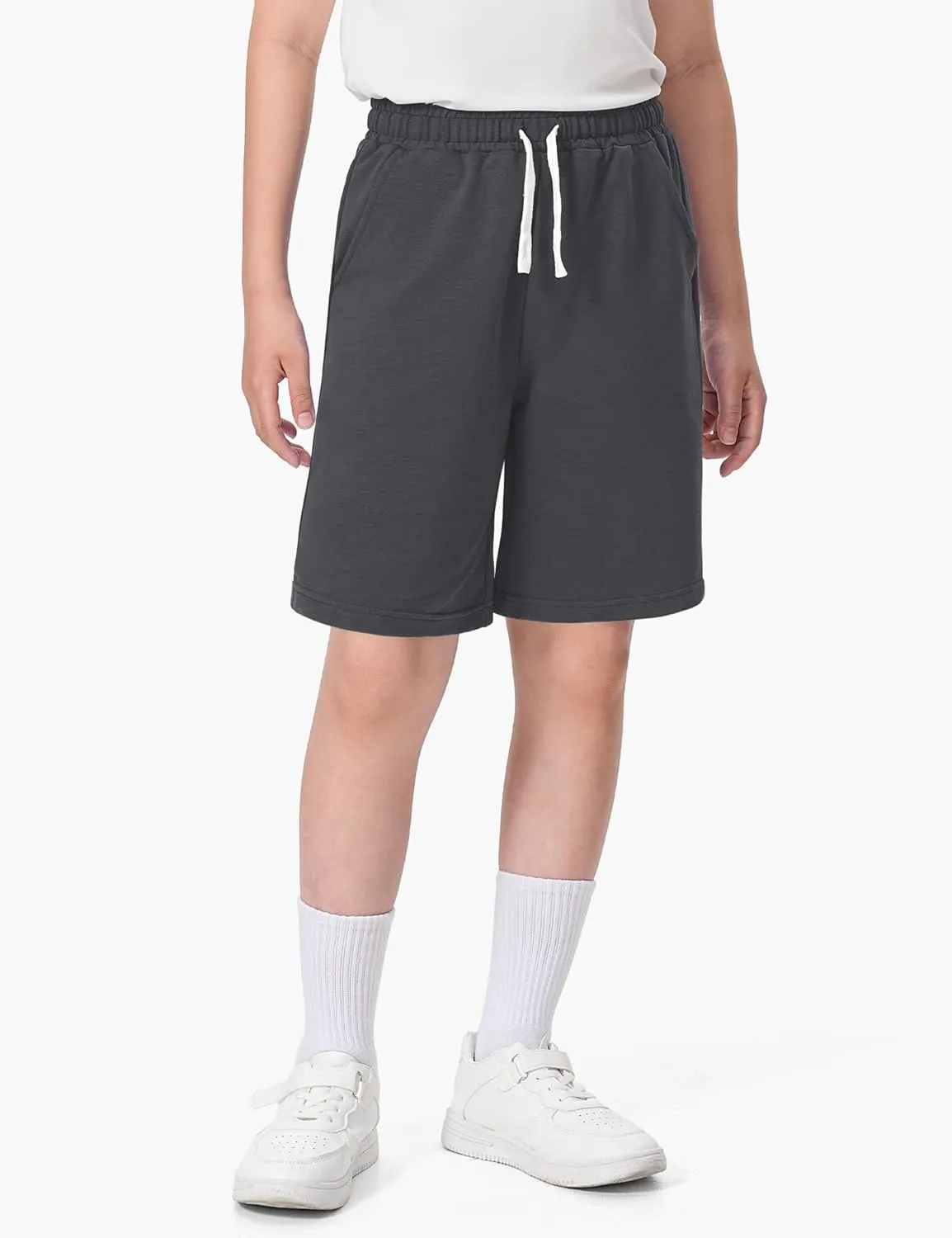 BOOPH 3 Pack Boys Shorts High Waisted Athletic Shorts Kids Casual Summer Clothes with Pockets