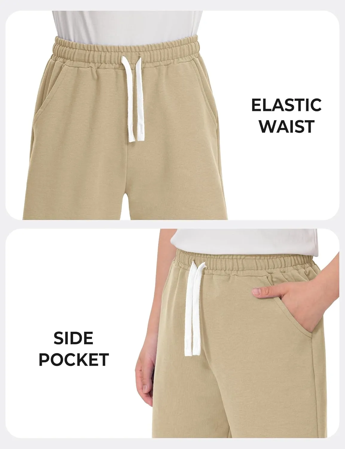 BOOPH 3 Pack Boys Shorts High Waisted Athletic Shorts Kids Casual Summer Clothes with Pockets