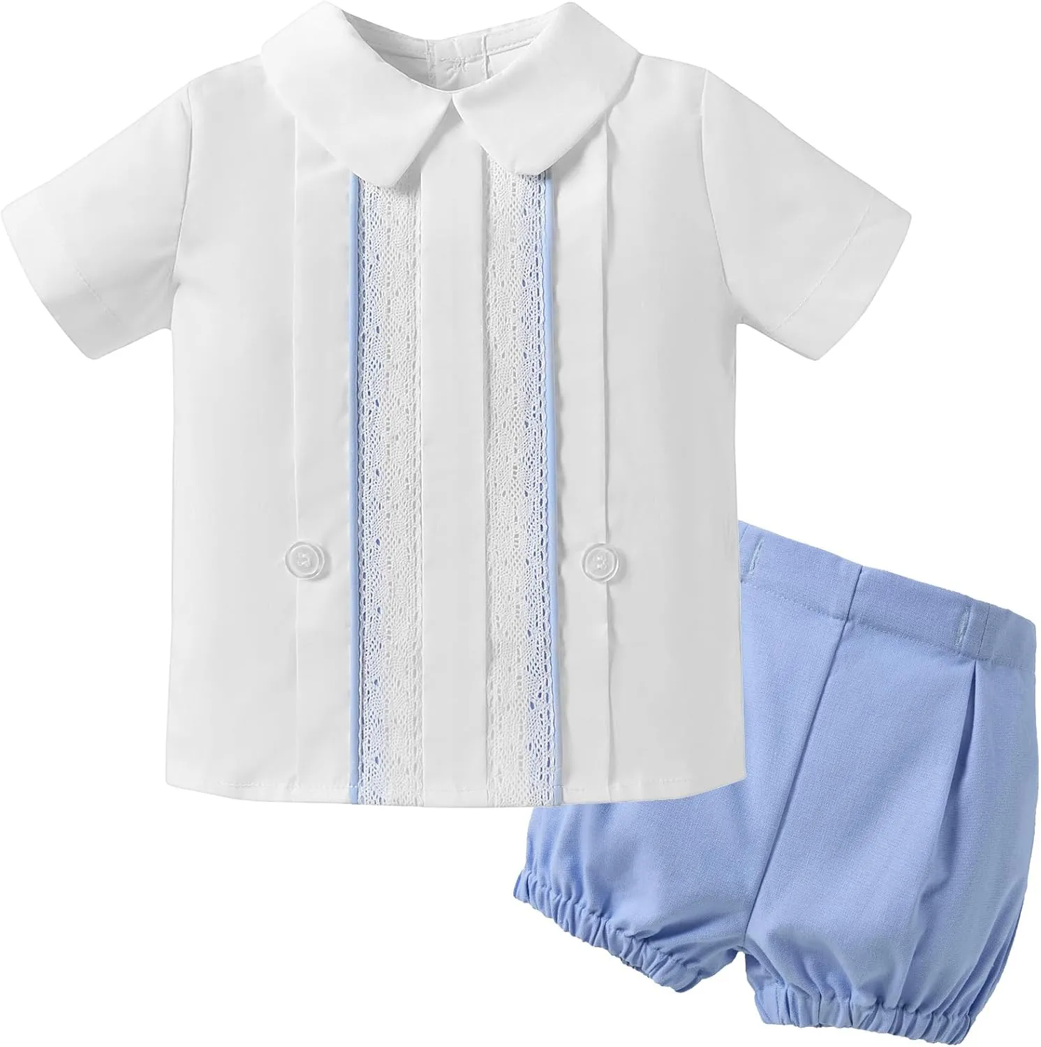 Booulfi Baptism White Suit for Baby Boys Christening Wedding Formal Suit Birthday Outfits Shirt Suspender Pant for Boys
