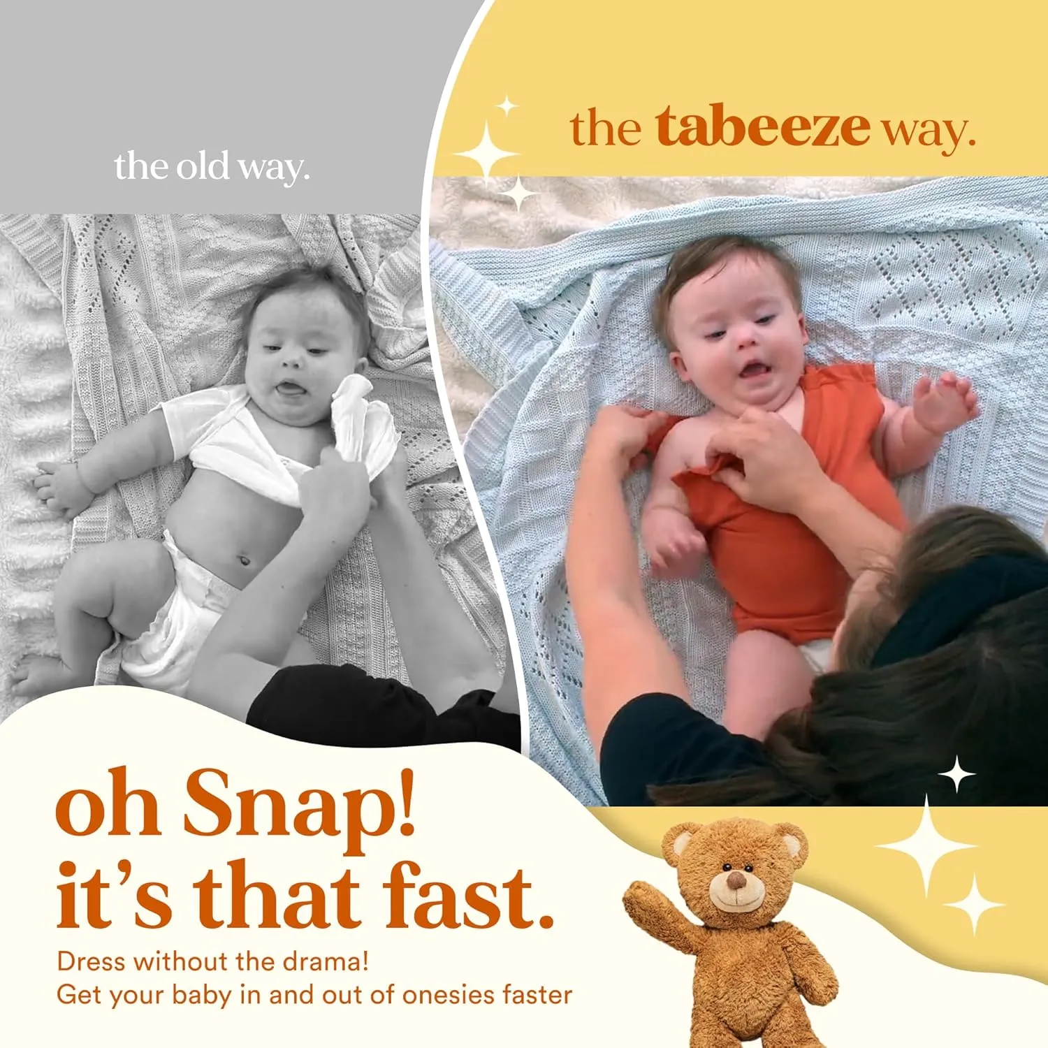 Bottom-Up Baby Bodysuit, Onesie with Top Snaps, As Seen on Shark Tank, 100% GOTS Organic Cotton, Boy/Girl Clothes