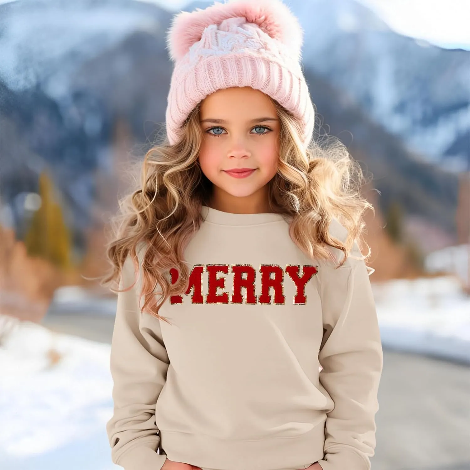 BOUTIKOME Merry Christmas Sweatshirt Toddler Baby Girl Glitter Patch Merry Shirts Xmas Pullover Holiday Tops Winter Clothes