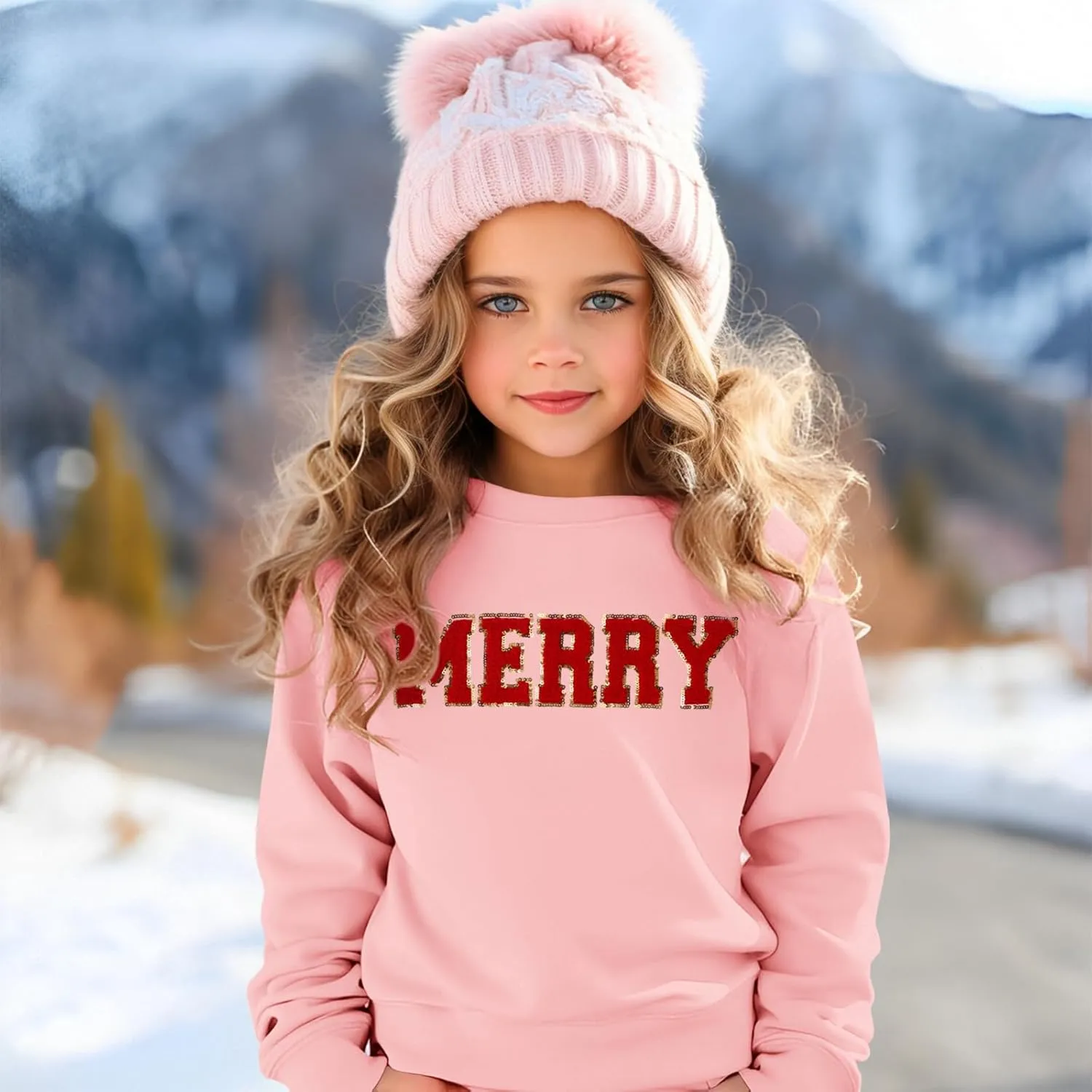 BOUTIKOME Merry Christmas Sweatshirt Toddler Baby Girl Glitter Patch Merry Shirts Xmas Pullover Holiday Tops Winter Clothes
