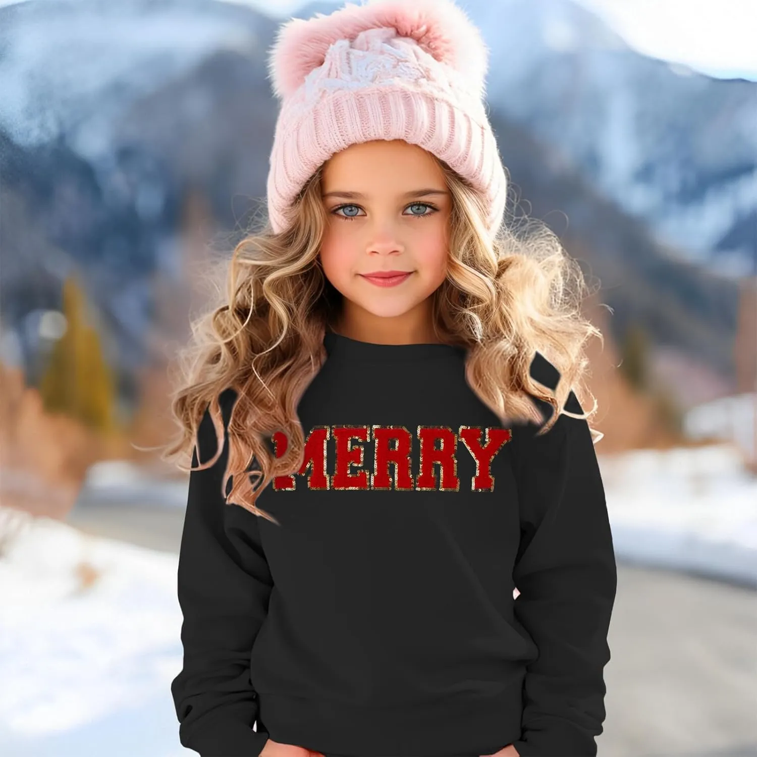 BOUTIKOME Merry Christmas Sweatshirt Toddler Baby Girl Glitter Patch Merry Shirts Xmas Pullover Holiday Tops Winter Clothes