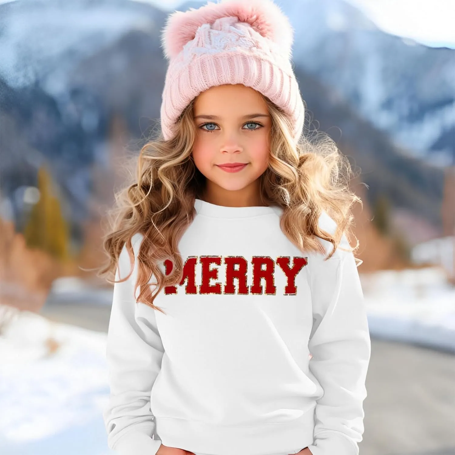 BOUTIKOME Merry Christmas Sweatshirt Toddler Baby Girl Glitter Patch Merry Shirts Xmas Pullover Holiday Tops Winter Clothes