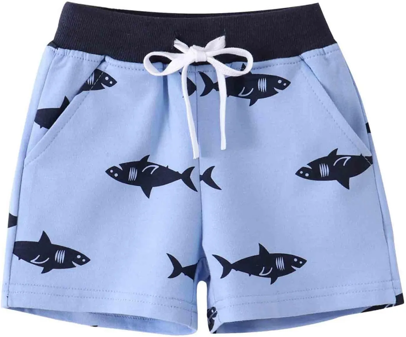 Boys Athletic Shorts Cartoon Print Elastic Waist Casual Kids Jogger Shorts Summer Beach Vacation Running Short Pants