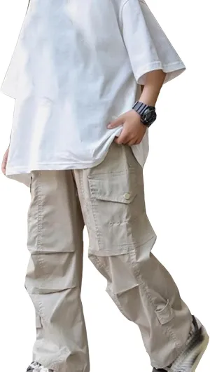 Boys Camo Pants Kids Pull on Elastic Waist Casual Loose Jogging Bottoms Elastic Cuffed Cargo Joggers 8-15 Years
