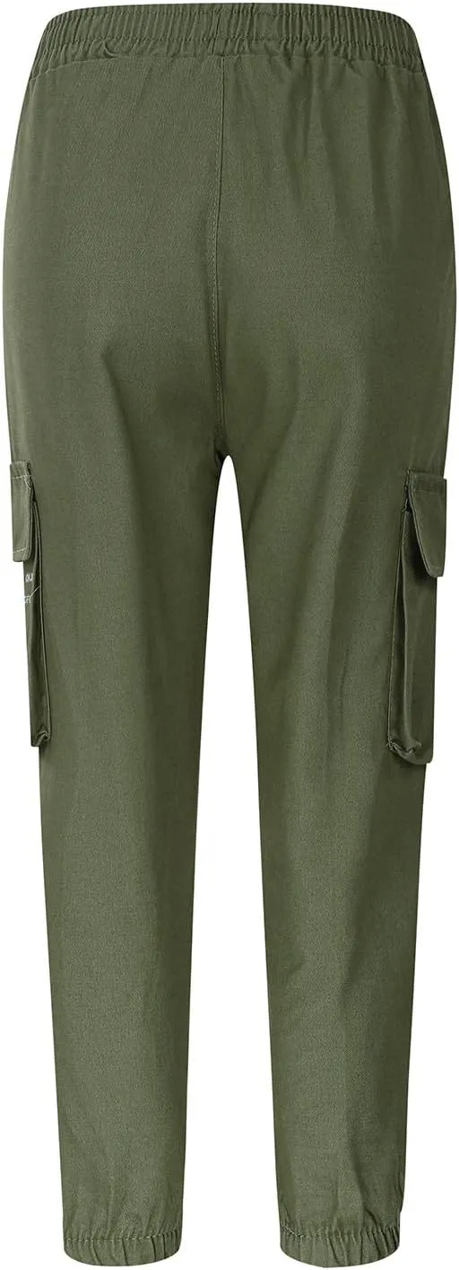 Boys Cargo Joggers Pants Kids' Stretch Casual Cargo Pants Elastic Waist Casual Jogging Trousers Bottom for Kids 3-16 Years