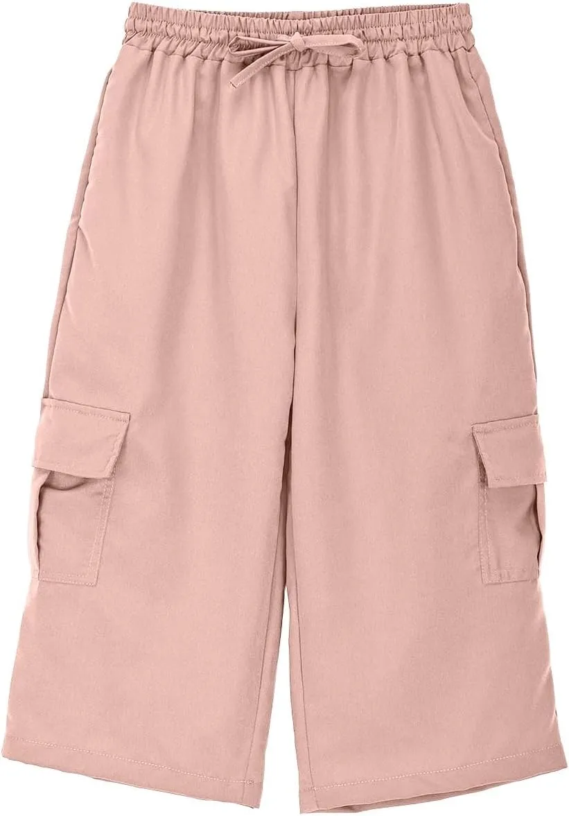 Boys Cargo Shorts 3/4 Joggers Capri Pants Athletic Khaki Shorts for Boys School Uniform Quick Dry Cargo Pants Sweatpants
