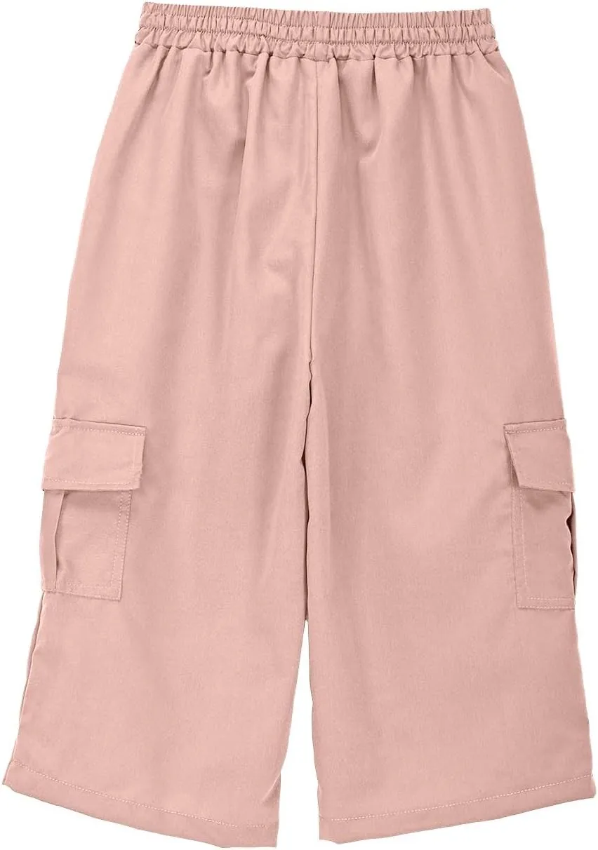 Boys Cargo Shorts 3/4 Joggers Capri Pants Athletic Khaki Shorts for Boys School Uniform Quick Dry Cargo Pants Sweatpants
