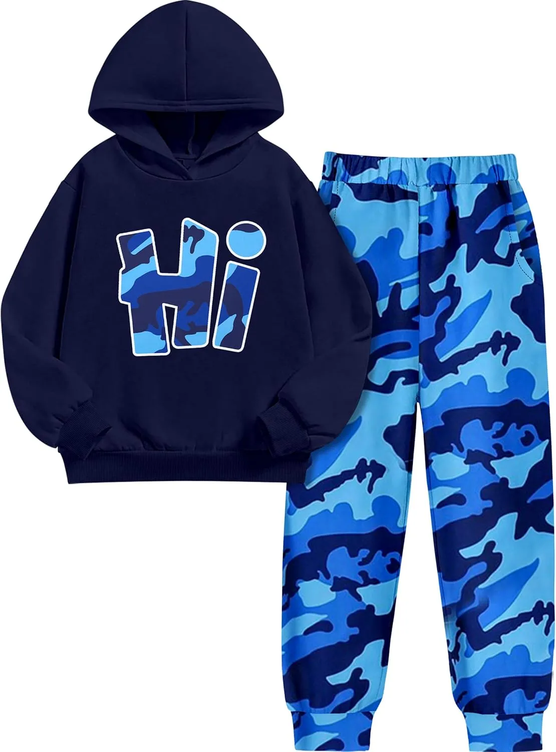 Boys Clothes Camo Boys Outfits Letter Printing Pullover Hoodie and Pants 2Pcs Winter Kids Clothes Boys for 7-14 Years