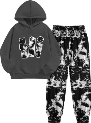 Boys Clothes Camo Boys Outfits Letter Printing Pullover Hoodie and Pants 2Pcs Winter Kids Clothes Boys for 7-14 Years