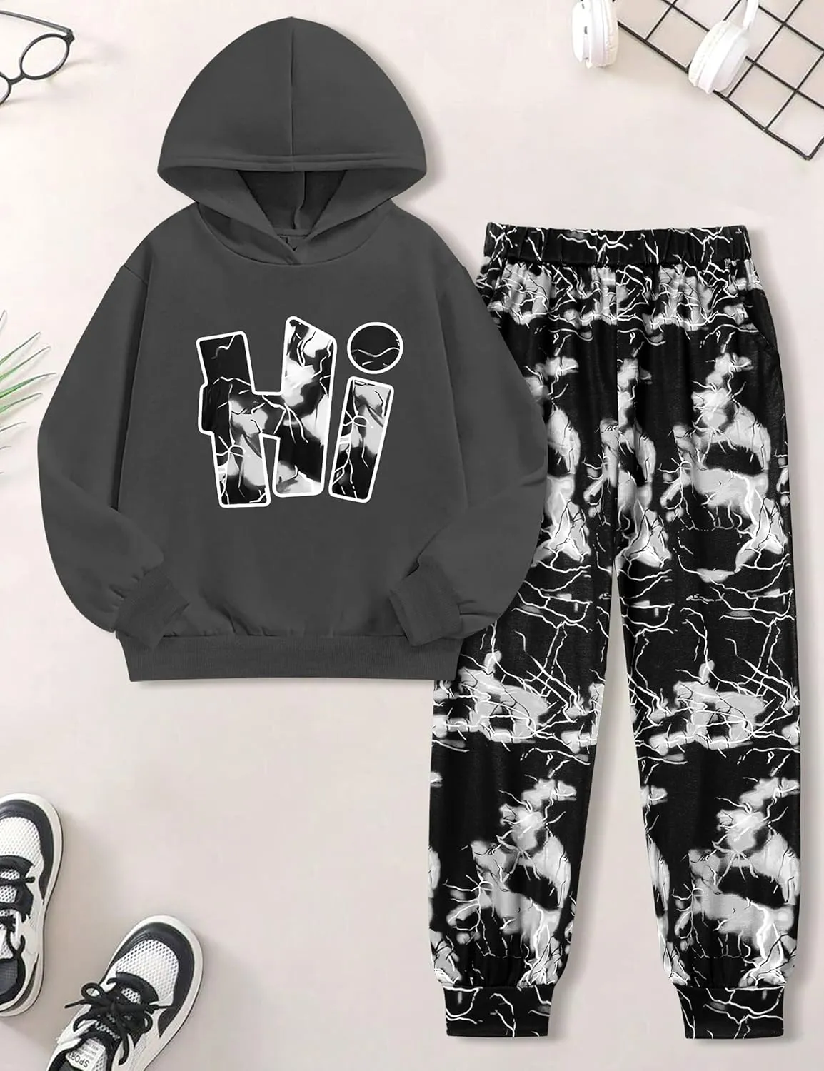 Boys Clothes Camo Boys Outfits Letter Printing Pullover Hoodie and Pants 2Pcs Winter Kids Clothes Boys for 7-14 Years