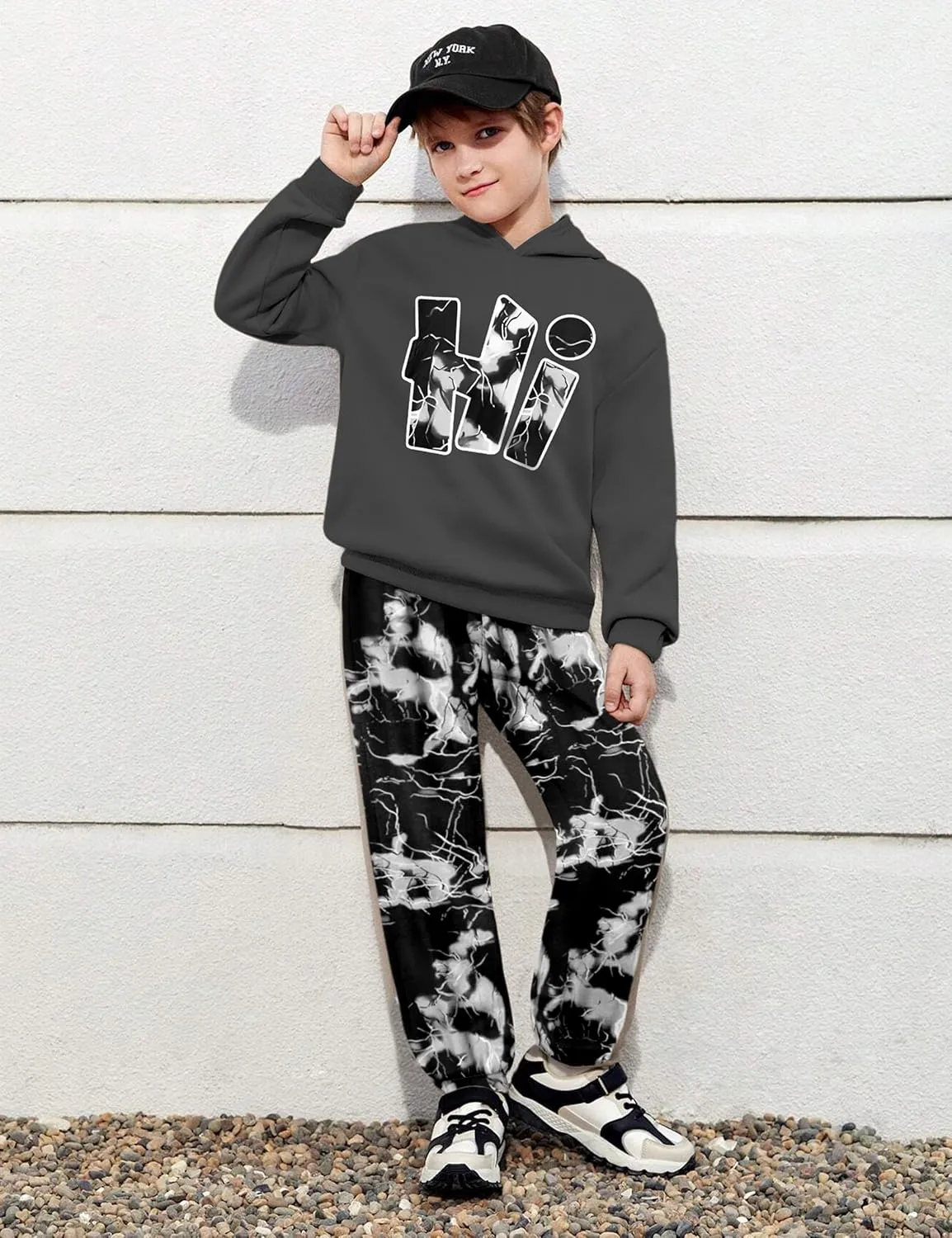 Boys Clothes Camo Boys Outfits Letter Printing Pullover Hoodie and Pants 2Pcs Winter Kids Clothes Boys for 7-14 Years