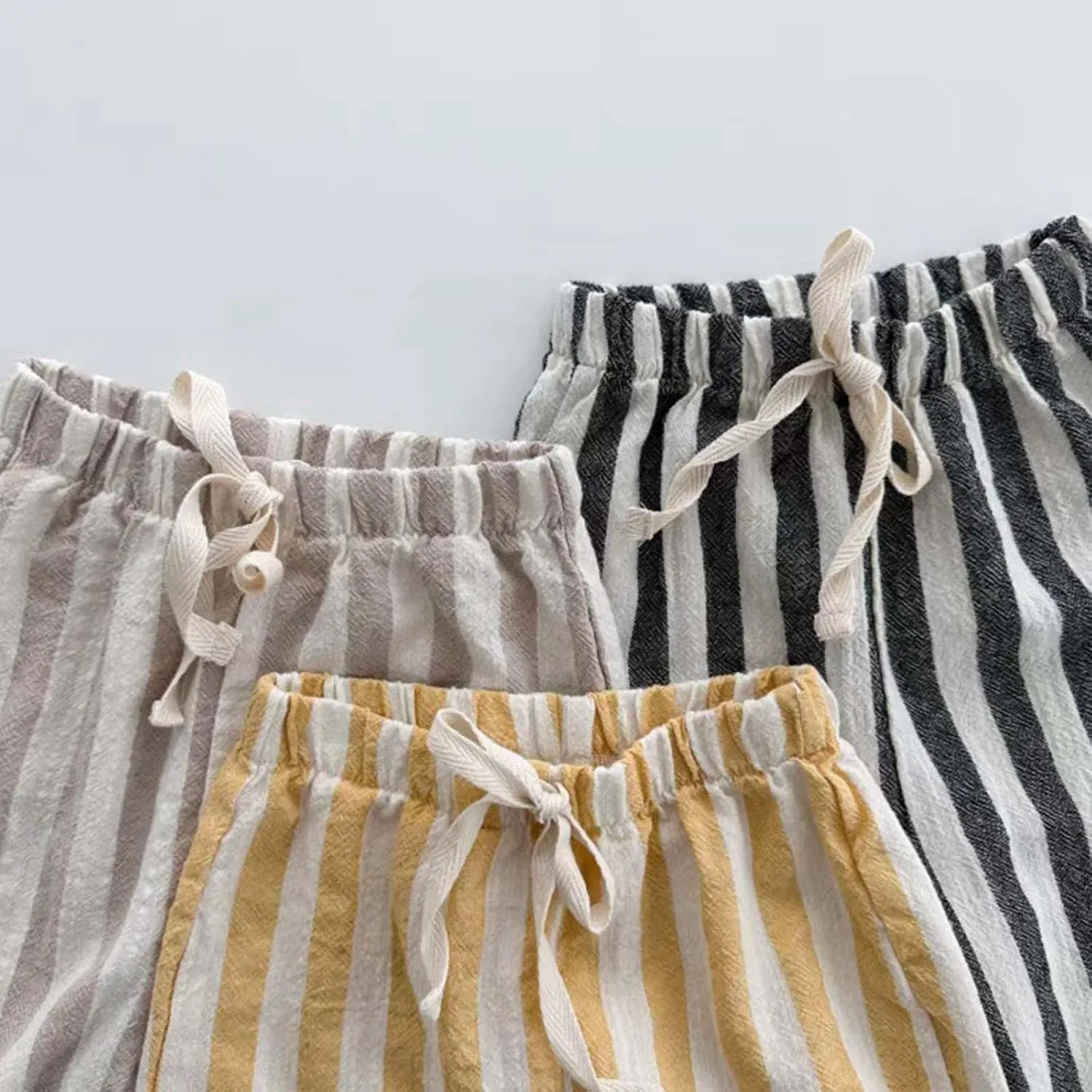 Boys' Cotton Linen Harem Bloomers Pants for Baby Toddler Striped Bloomer Elastic Basic Harem Pants Joggers 0 Months 24 Months
