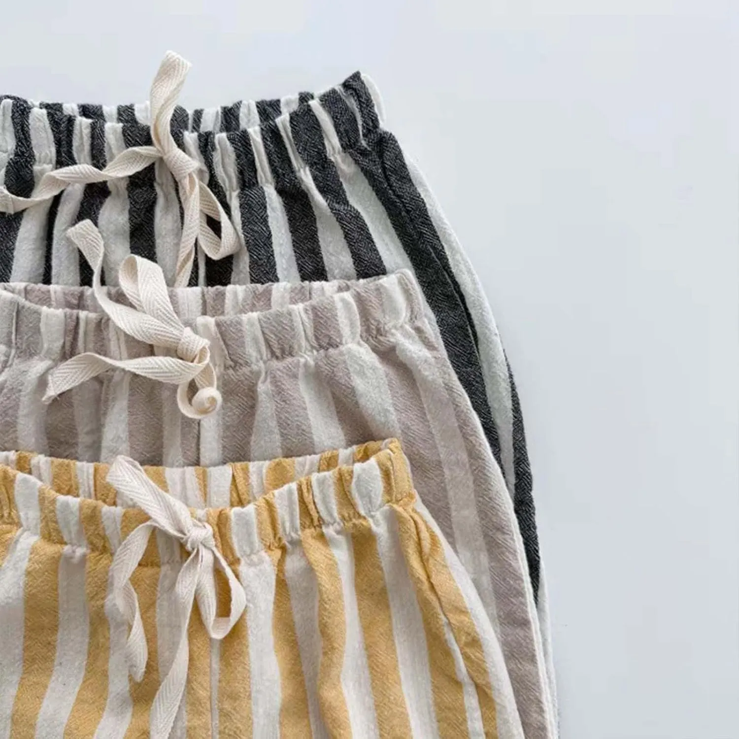 Boys' Cotton Linen Harem Bloomers Pants for Baby Toddler Striped Bloomer Elastic Basic Harem Pants Joggers 0 Months 24 Months