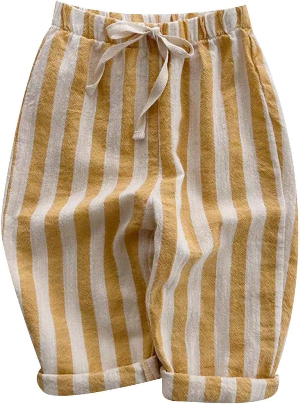 Boys' Cotton Linen Harem Bloomers Pants for Baby Toddler Striped Bloomer Elastic Basic Harem Pants Joggers 0 Months 24 Months
