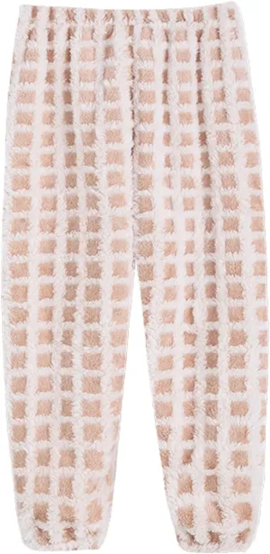 Boys Fleece Fuzzy Long Pants Girls Kids Cotton Soft Lightweight Plaid Bottoms Pants Winter Warm Leggings Pants Clothes