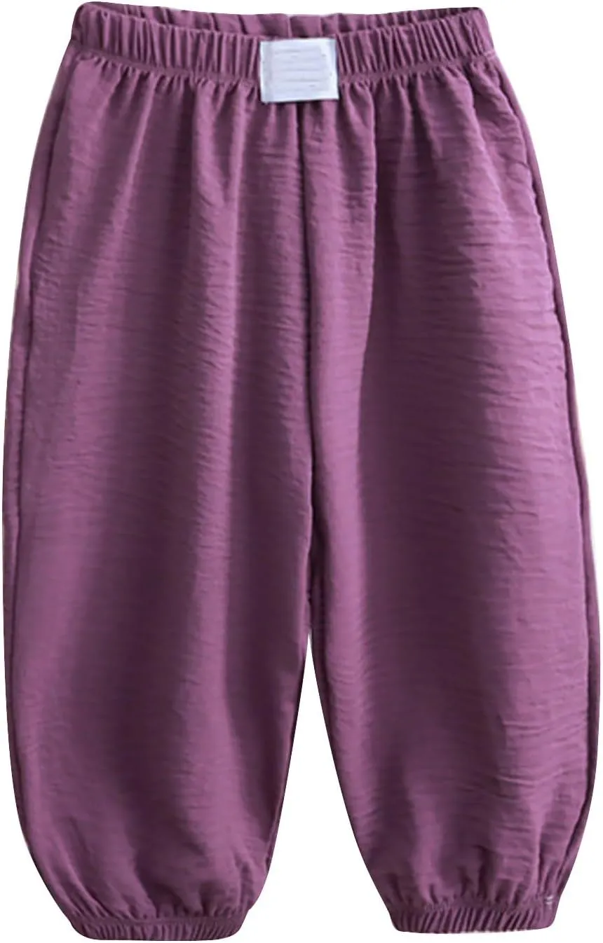 Boys Girls Baggy Sweatpants for Kids Wide Leg Pants Harem Pants Elastic Waist Joggers Cotton Trousers Summer Clothes