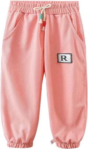 Boys Girls Basic Stretchy Sports Pants Drawstring Cotton Fleece Active Jogger Athletic Sweatpants Infant Riding Pants