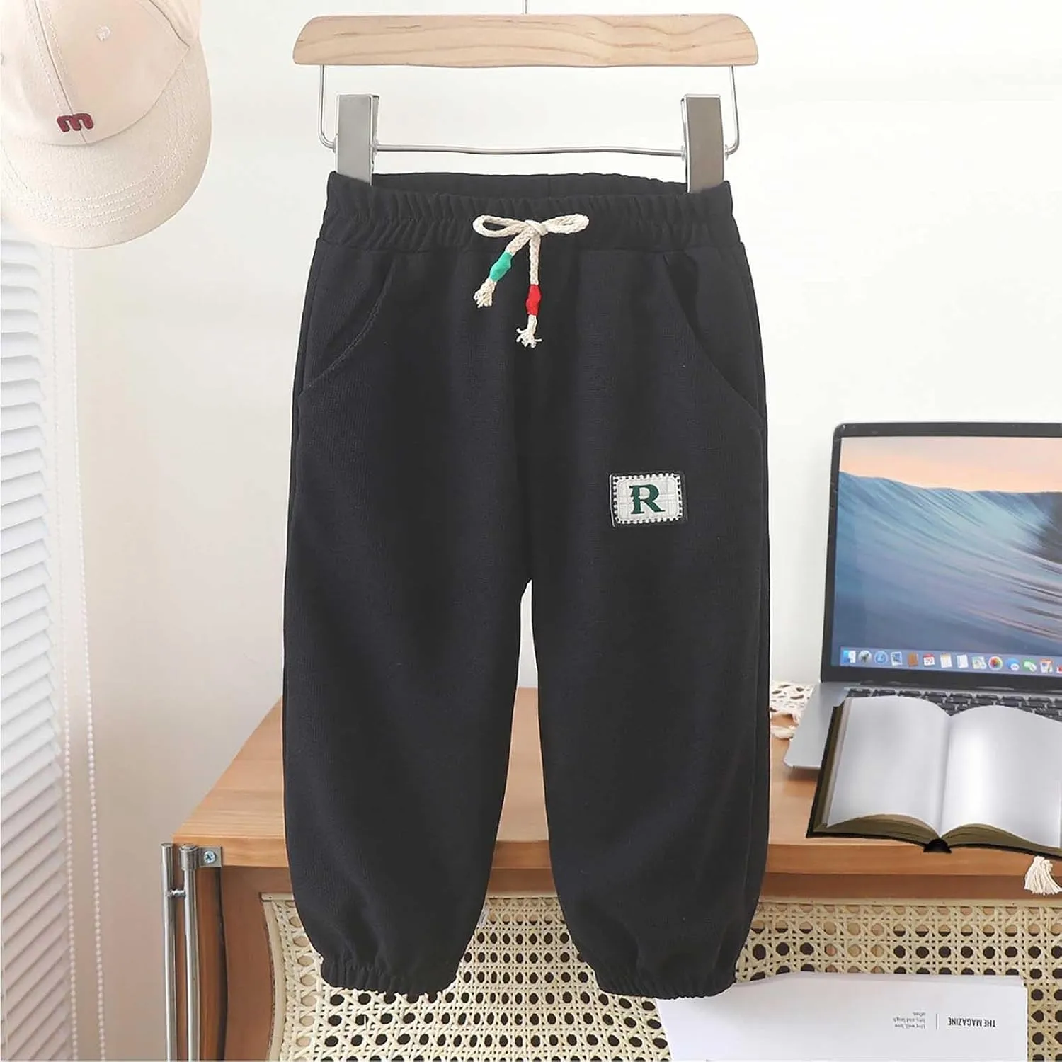 Boys Girls Basic Stretchy Sports Pants Drawstring Cotton Fleece Active Jogger Athletic Sweatpants Infant Riding Pants