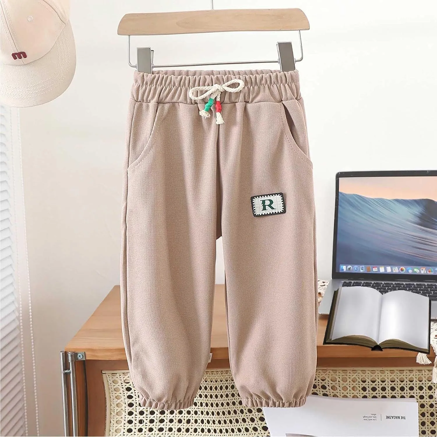 Boys Girls Basic Stretchy Sports Pants Drawstring Cotton Fleece Active Jogger Athletic Sweatpants Infant Riding Pants