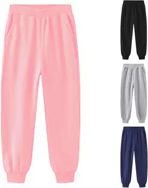 Boys Girls Cotton Sweatpants Kids Solid Elastic Waist Jogger Pants Toddler Sport Athletic Trousers Tween Harem Pants