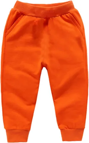 Boys Girls Sweatpants Solid Elastic Waist Pants Toddler Cotton Pull on Jogger Kids Baggy Sport Pants Baby Pants