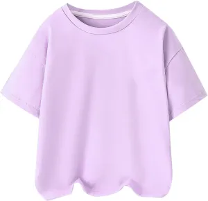Boys Girls T Shirt Solid Crew Neck Short Sleeved Tees Tops Toddler Kids Summer Cotton Casual Soft Comfy Shirt