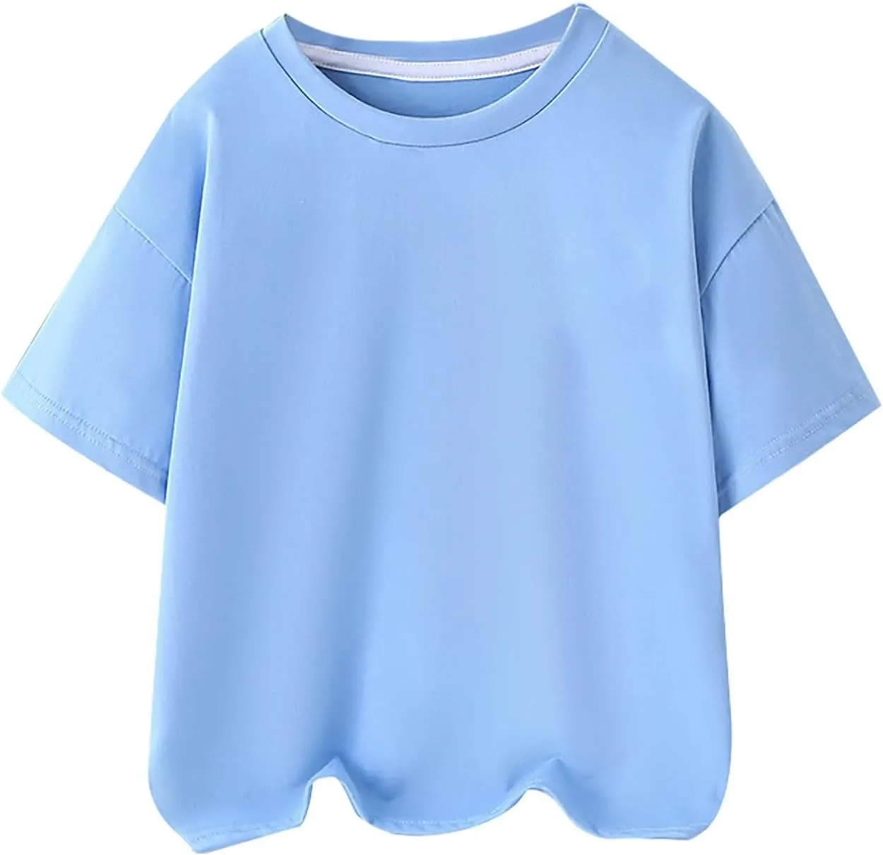 Boys Girls T Shirt Solid Crew Neck Short Sleeved Tees Tops Toddler Kids Summer Cotton Casual Soft Comfy Shirt