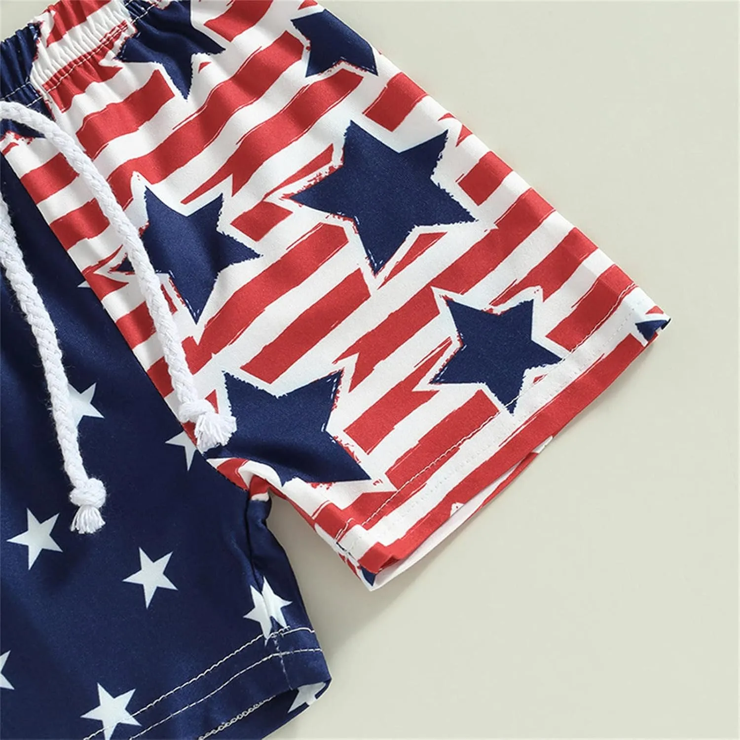Boys Independence Day 2 Piece Outfit 4th Of July Clothes Sets Short Sleeve Tshirt & Stripe Star Print Shorts