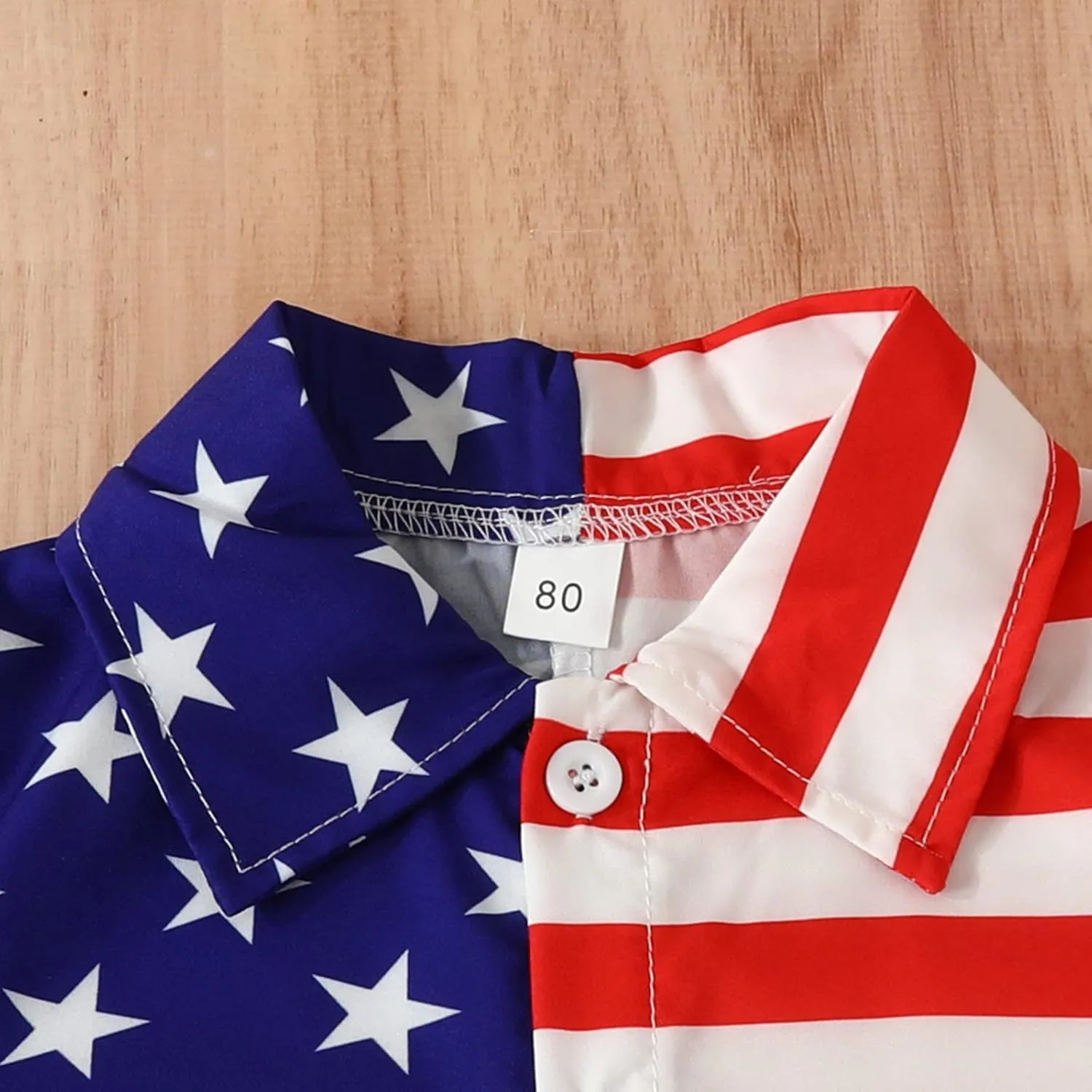 Boys Independence Day Clothes Button Down 𝐇awaiian Shirt Sets 4th Of July Stripe Star Short Sleeve Top & Shorts
